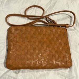 Madewell Woven Leather Crossbody in Tan